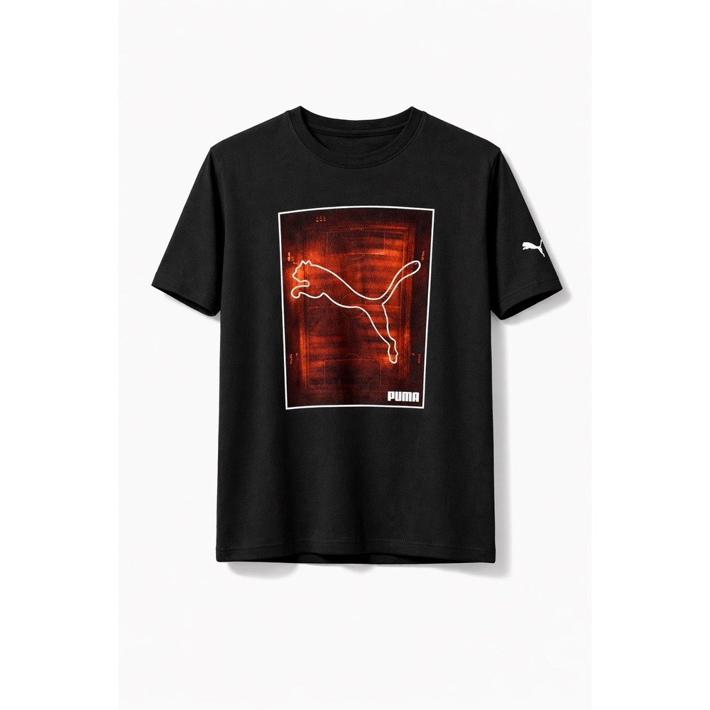 PUMA Graphic T-Shirt Men's Medium Black Red Logo Athletic Casual Tee
